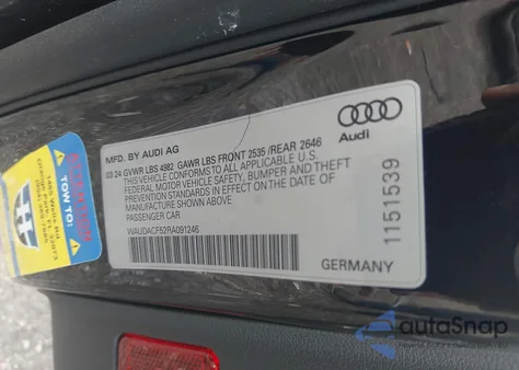 2024 Audi A5 Sportback Premium 45 Tfsi S Line Quattro S Tronic from USA, damaged, VIN WAUDACF52RA091246